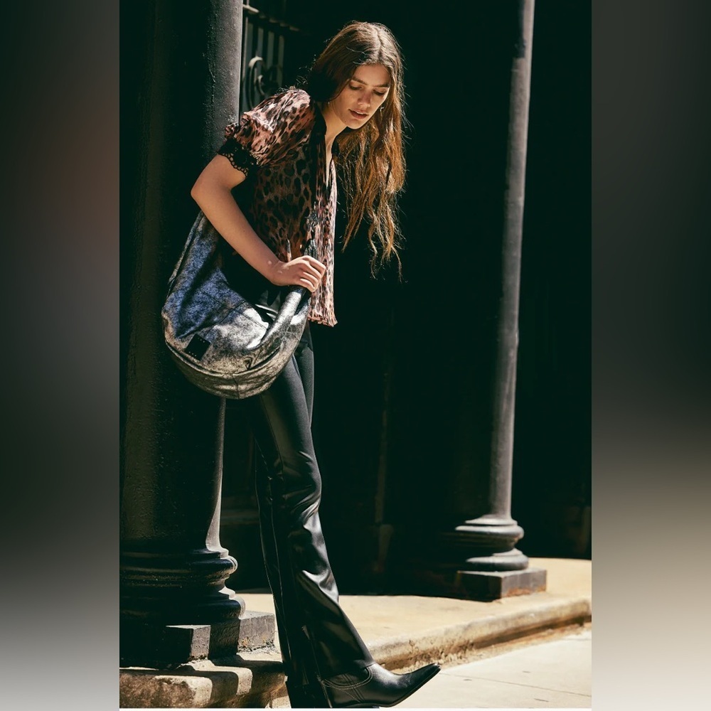 Free People Vegan Leather Flare Pants Black - Picture 14 of 14